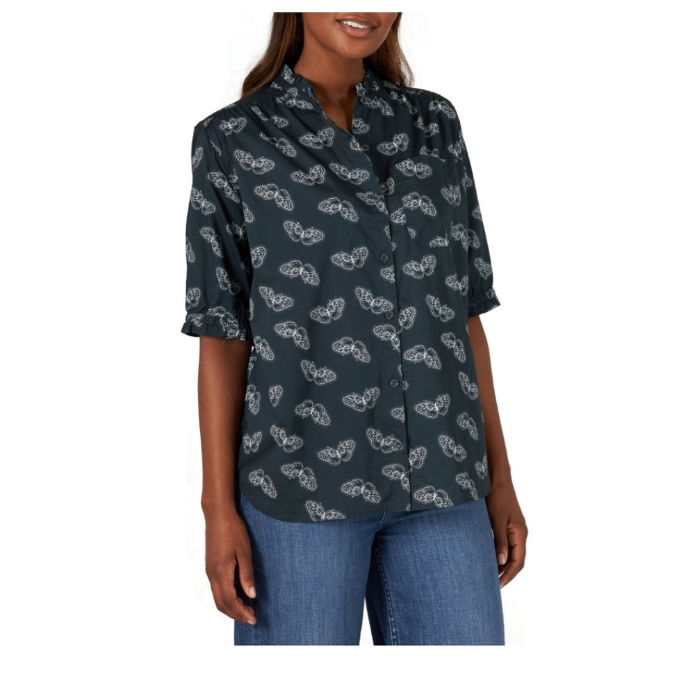 100% Cotton Ruffle Neck Butterfly Top in 2 Colors